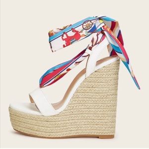 SHEIN Open Toe Espadrilles Wedges